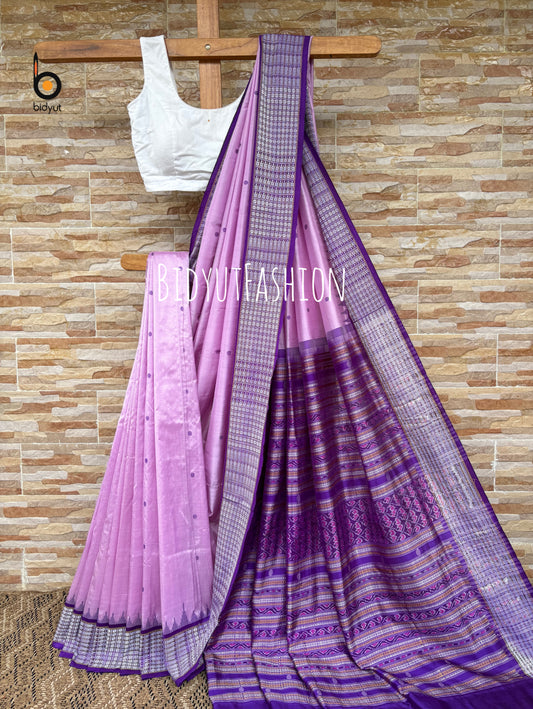 Masterpiece of Odisha handloom Dasphulia Silk Saree lavender color | Bomkai with Sambalpuri Ikat work