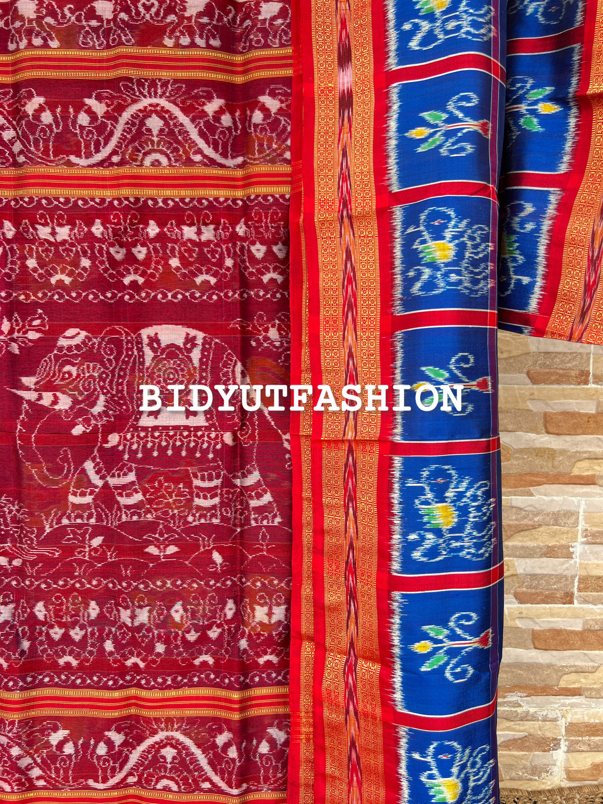 Blue Nabakothi Nuapatna Khandua Ikat Silk Saree Odisha Handloom