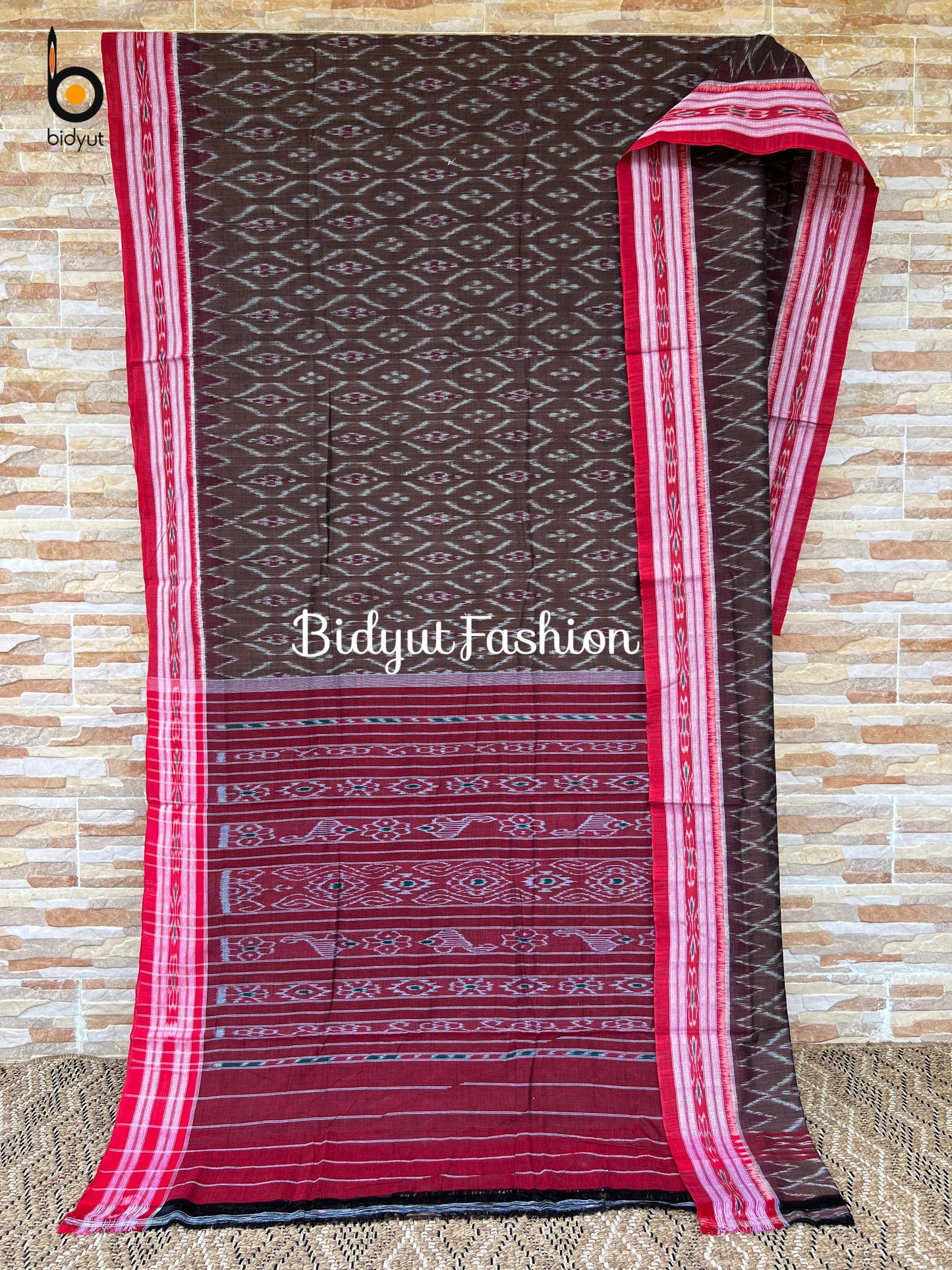 Handlooms of Odisha Maniabandha Nuapatna Ikat Cotton Saree Grey Color