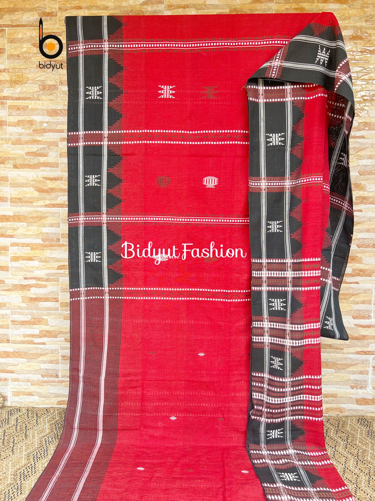 Handloom of Odisha Kotpad Tribal Cotton Saree in red color