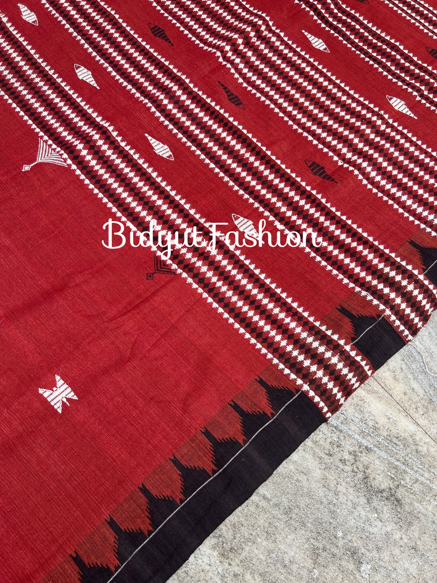 Handloom of Odisha Kotpad Tribal Cotton Saree in red color