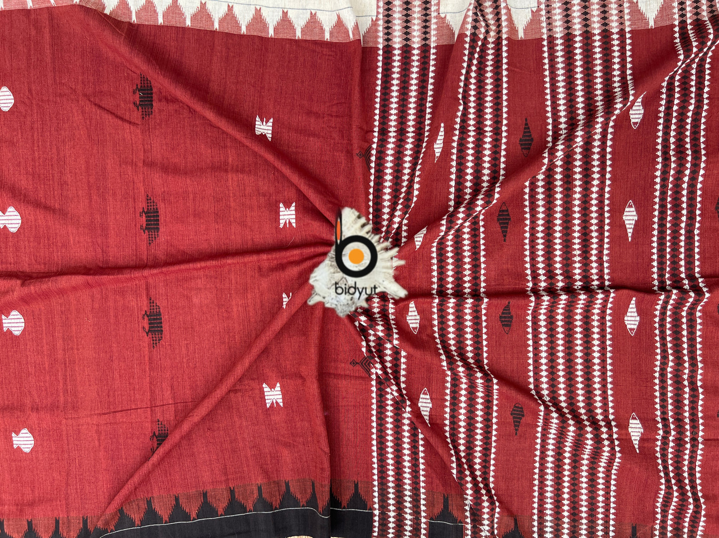 Handloom of Odisha Kotpad Tribal Cotton Saree in red color