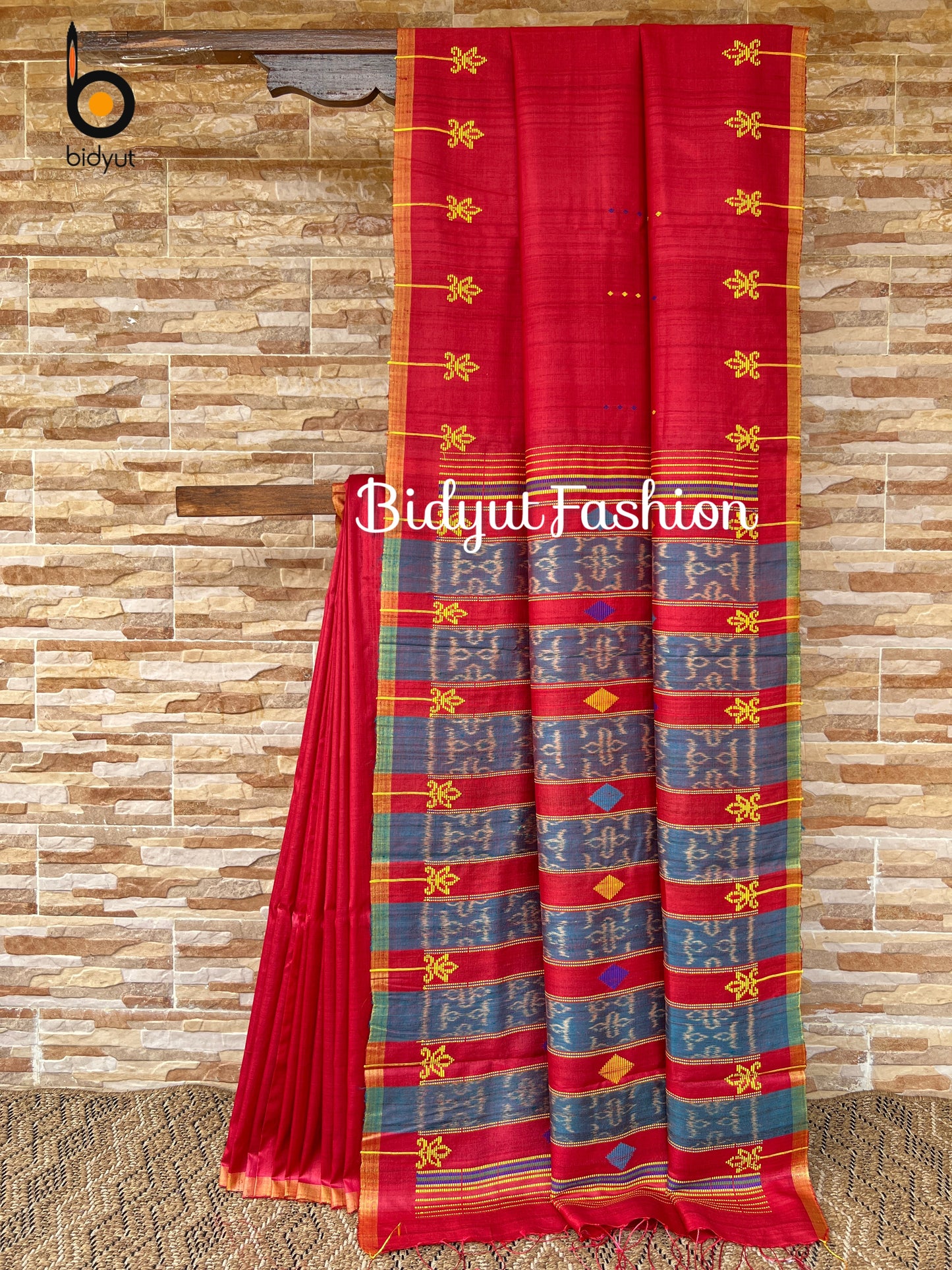 Handlooms of Odisha Gopalpur Tussar Silk Saree Red Color