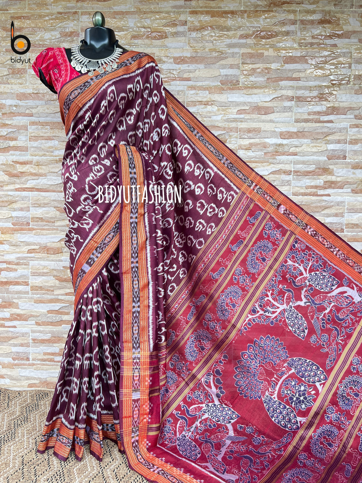Odia Varnamala Nuapatna Ikat Silk Saree | Odia Alphabet Motif Purple Color