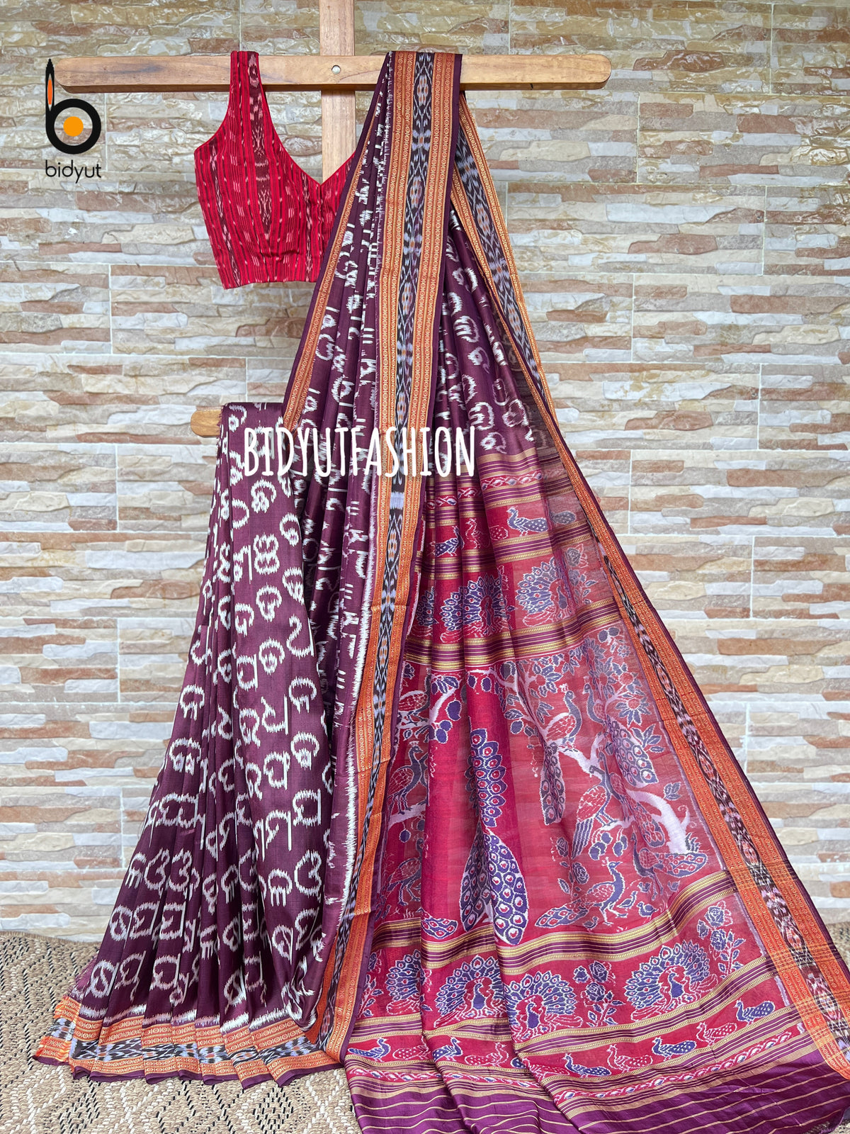 Odia Varnamala Nuapatna Ikat Silk Saree | Odia Alphabet Motif Purple Color