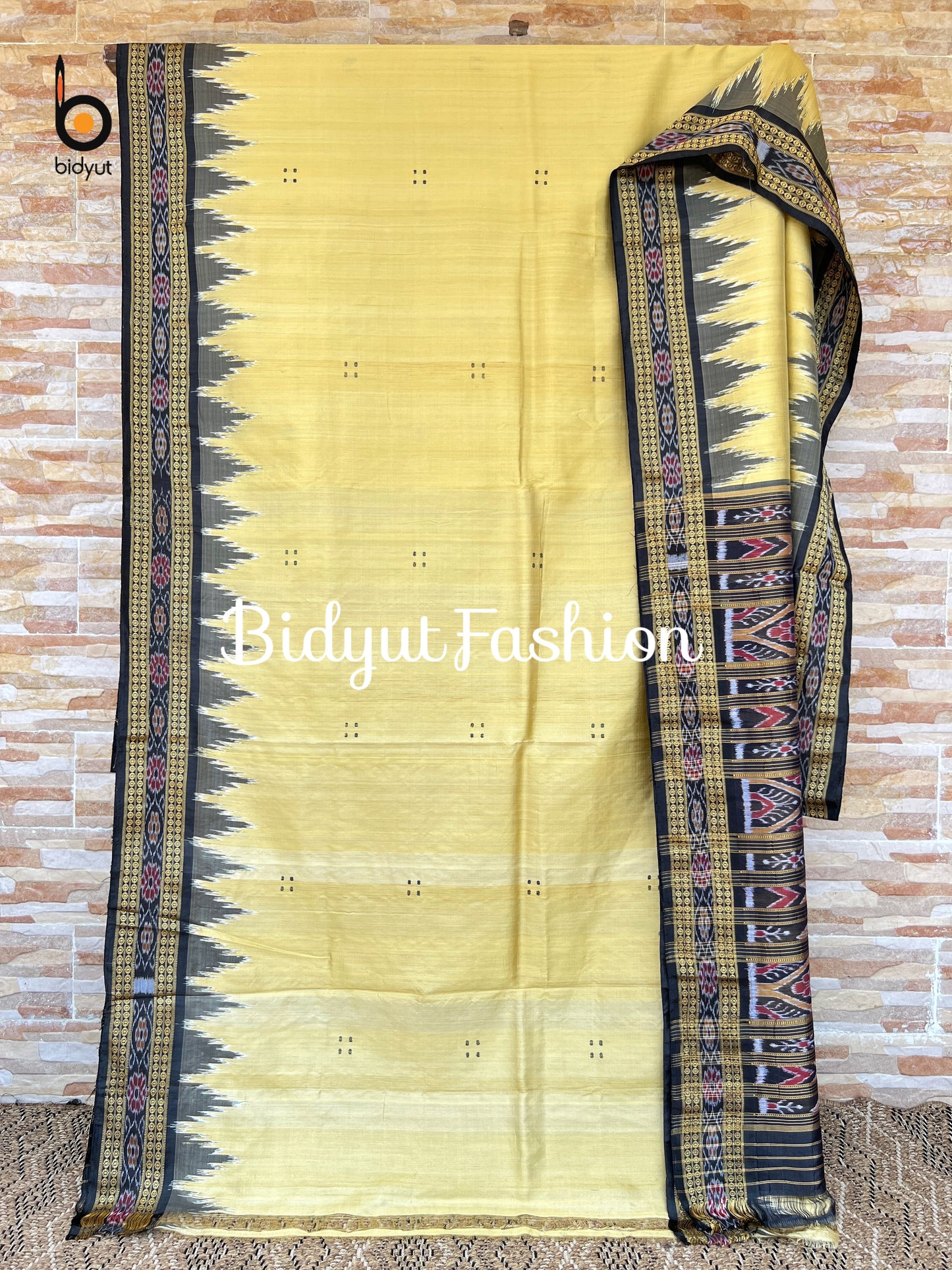 Handlooms of Odisha Nuapatna Khandua Ikat Silk Saree Yellow Color