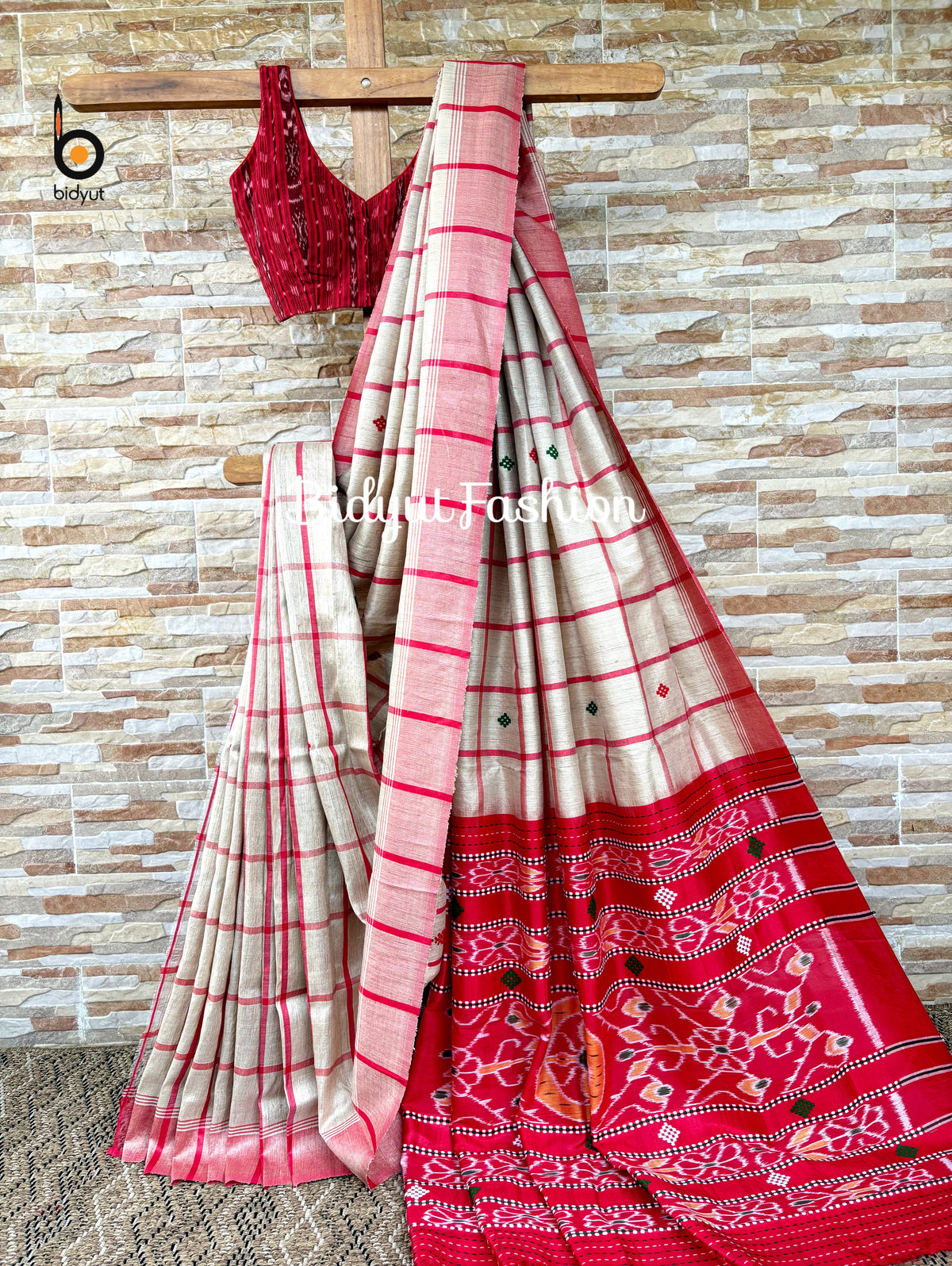 Handlooms of Odisha Santhal Tribal Tussar Silk Sarees Beige Color