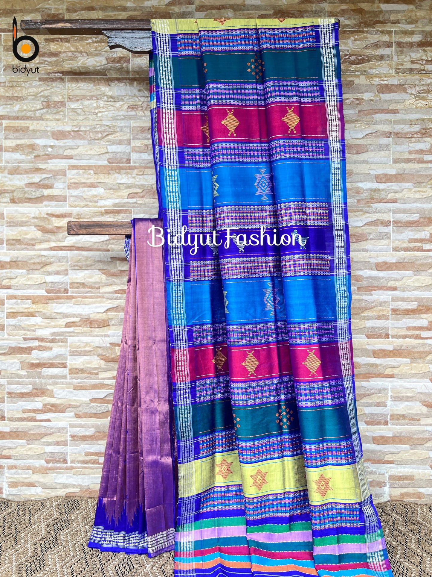 Handlooms of Odisha Berhampuri Double Palla Silk Saree Mauve pink color