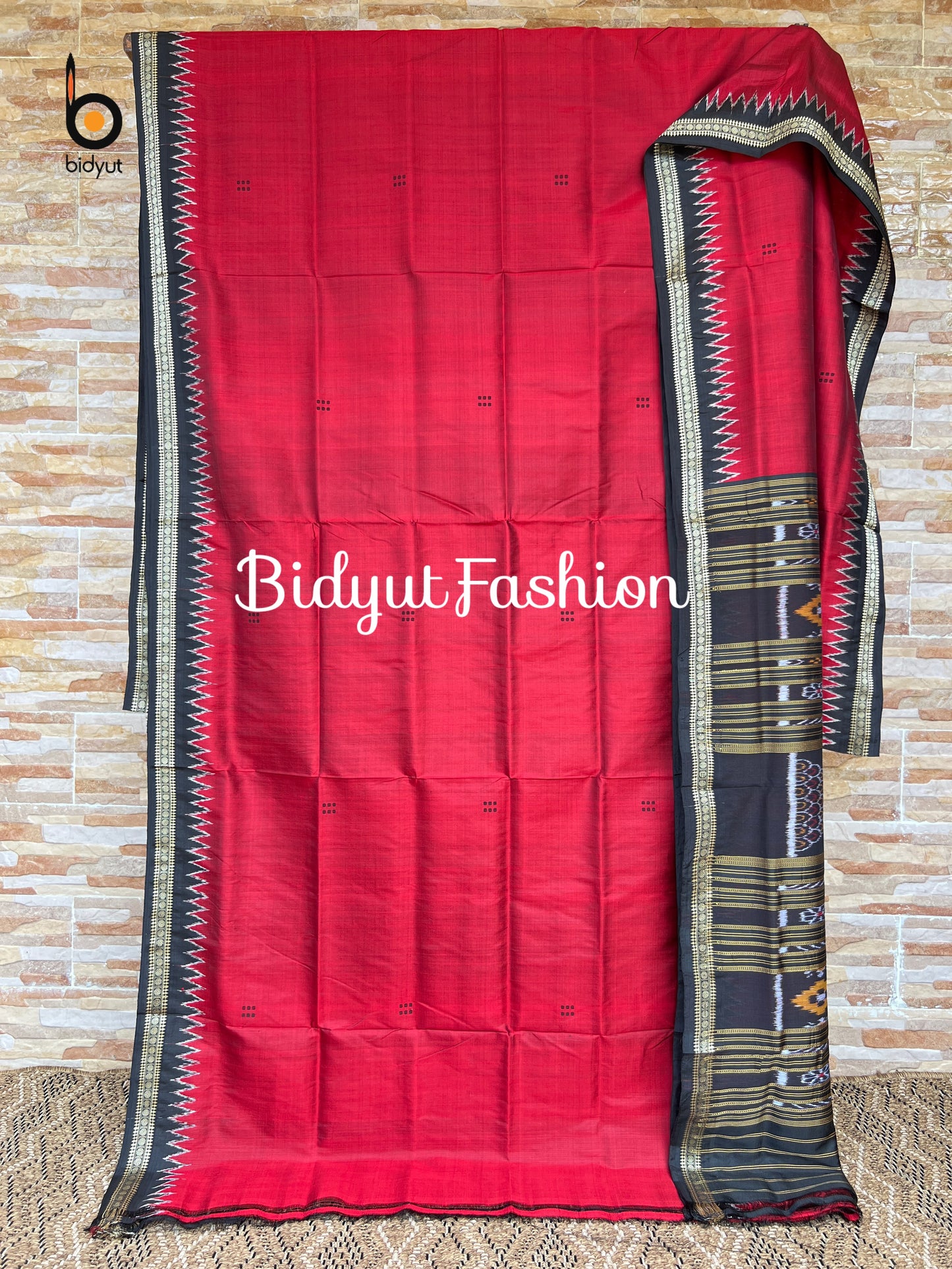 Handlooms of Odisha Nuapatna Khandua Ikat Silk Saree Red Color