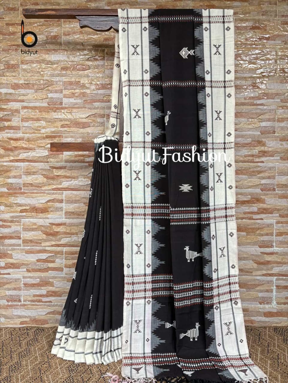 Handloom of Odisha Kotpad Tribal Cotton Saree in Black color