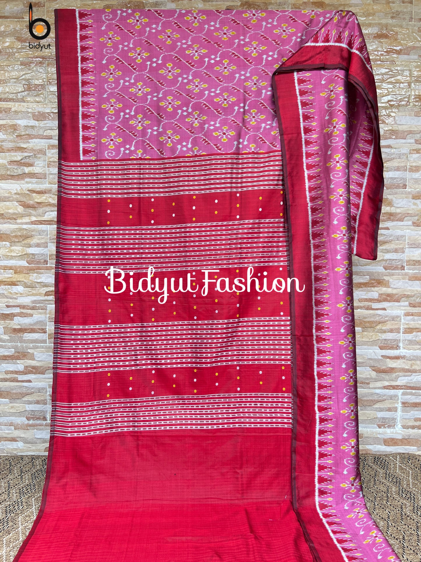 Handlooms of Odisha Nuapatna Ikat Silk Saree Rose gold color