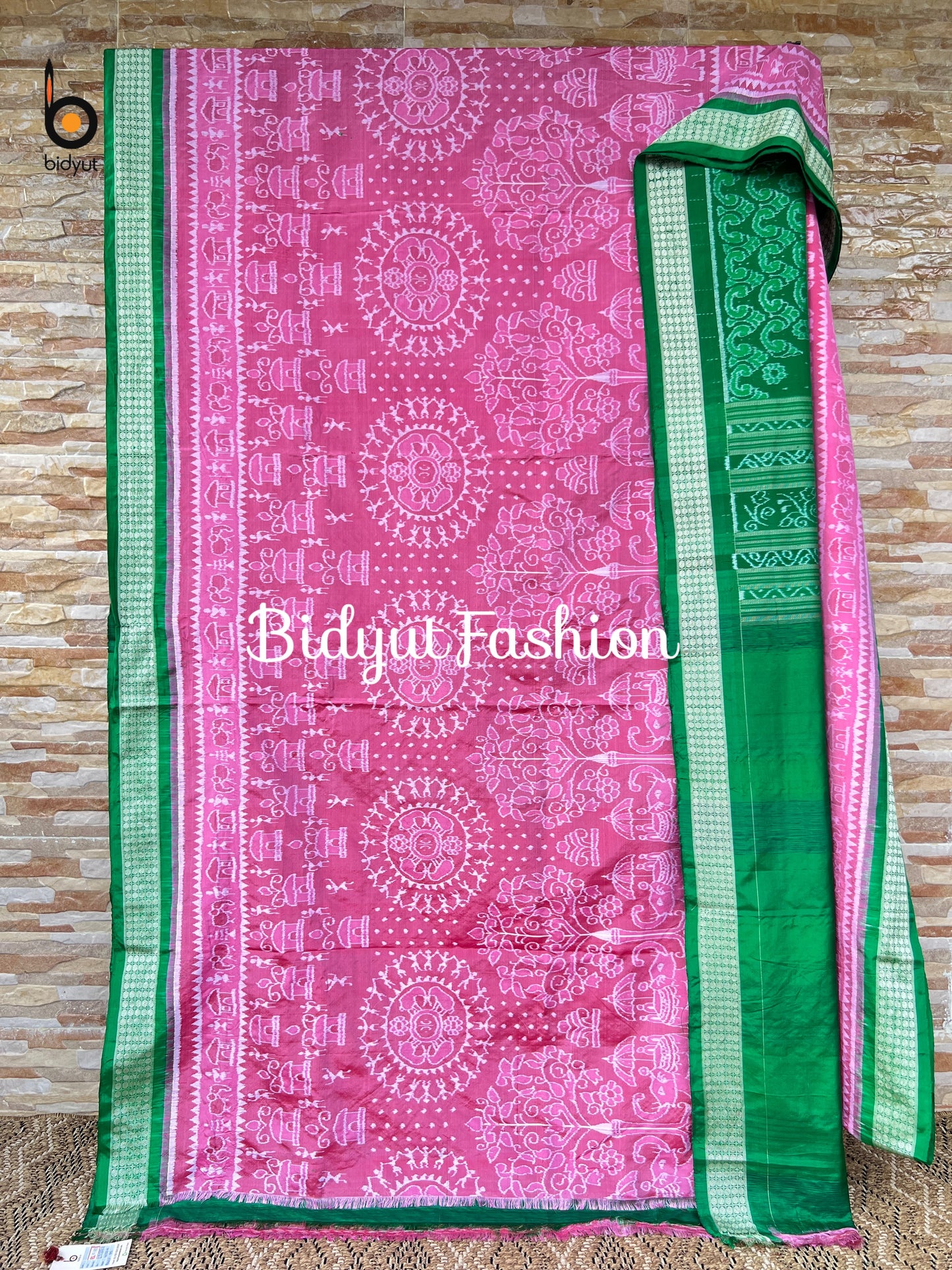 Handlooms of Odisha Sambalpuri Ikat Silk Saree Pink color