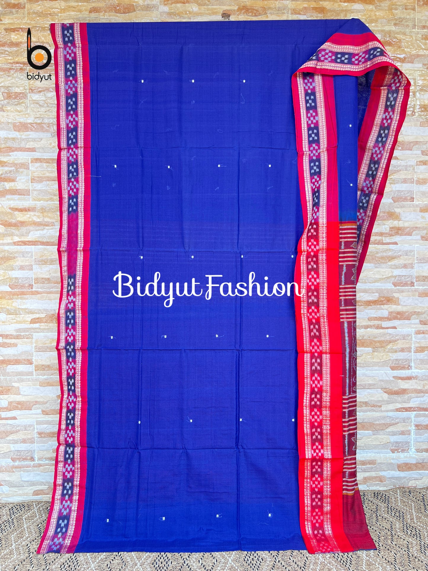 Handlooms of Odisha Sambalpuri Ikat Cotton Saree Blue Color