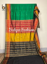 Odisha handloom Kathiphera Khandua Ikat Silk Saree Green Color