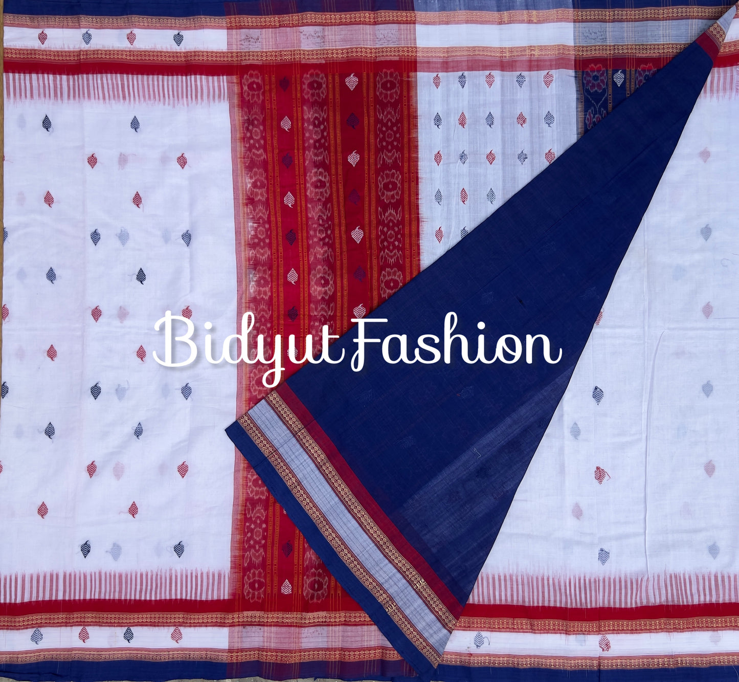 Odisha handloom Bomkai Cotton Saree white color