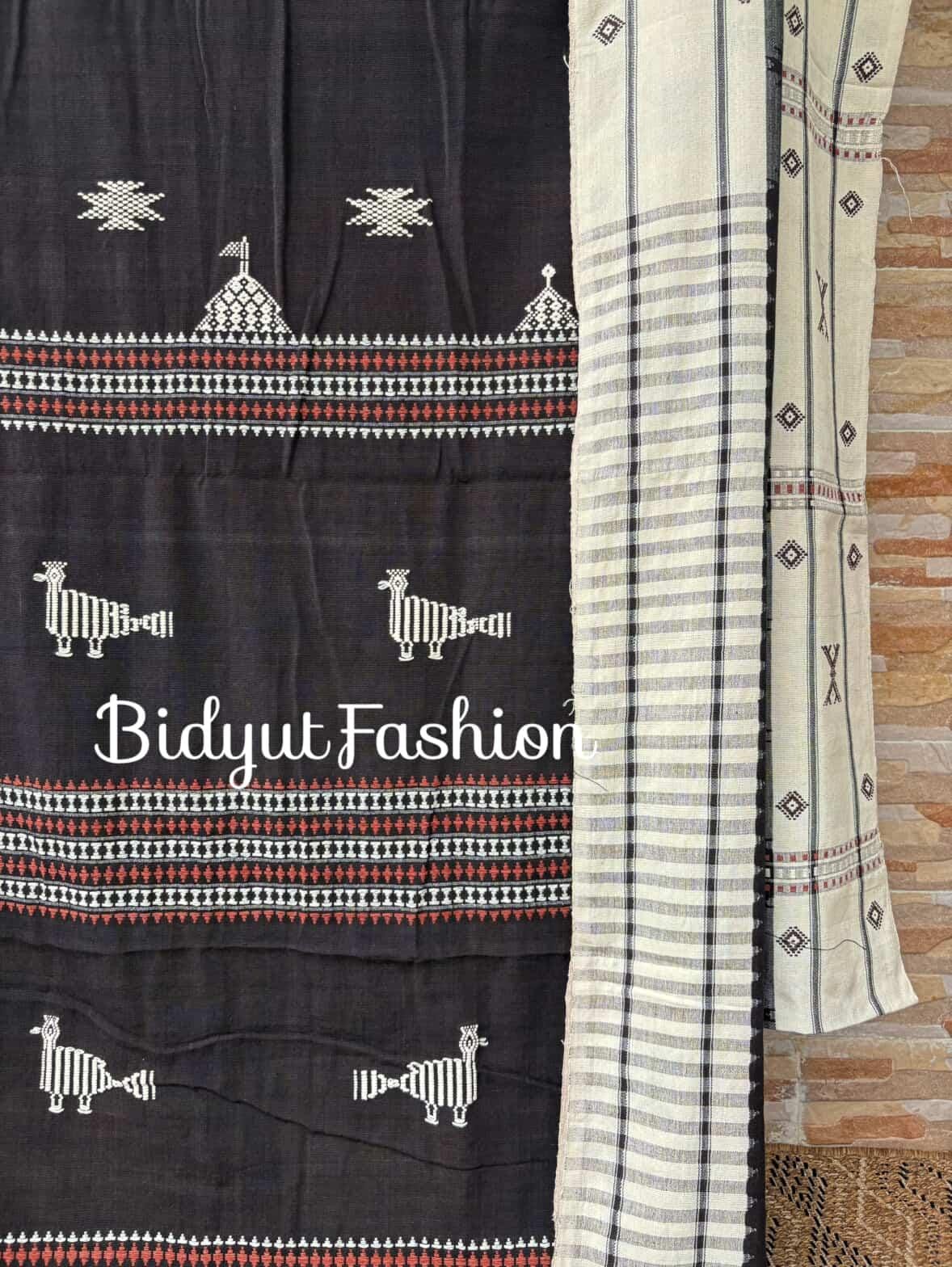 Handloom of Odisha Kotpad Tribal Cotton Saree in Black color
