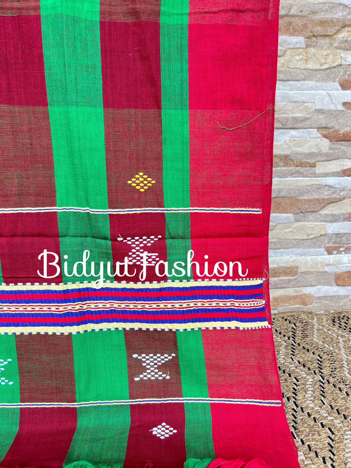 Odisha handloom Santhal Tribal Cotton Saree green color