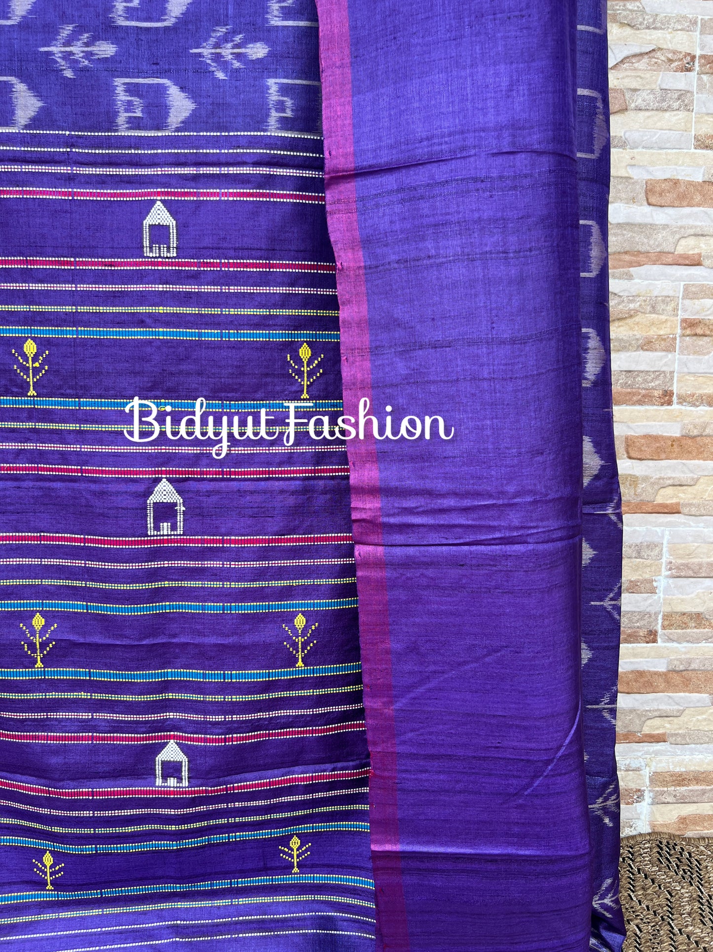 Handlooms of Odisha Gopalpur Ikat Tussar Silk Saree Purple Color