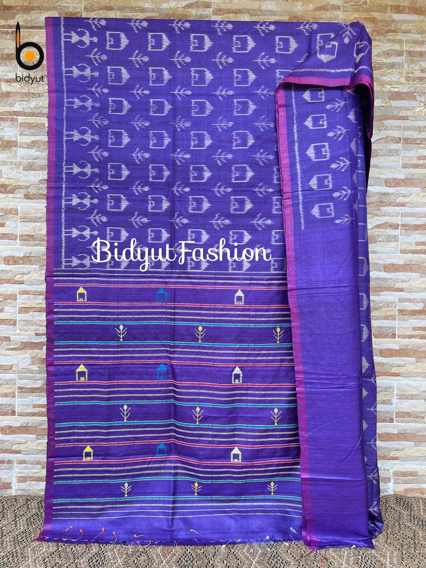 Handlooms of Odisha Gopalpur Ikat Tussar Silk Saree Purple Color