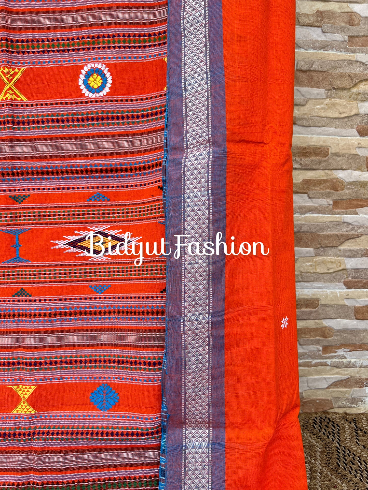 Handlooms of Odisha Ganjam Bomkai Cotton Saree Orange Color