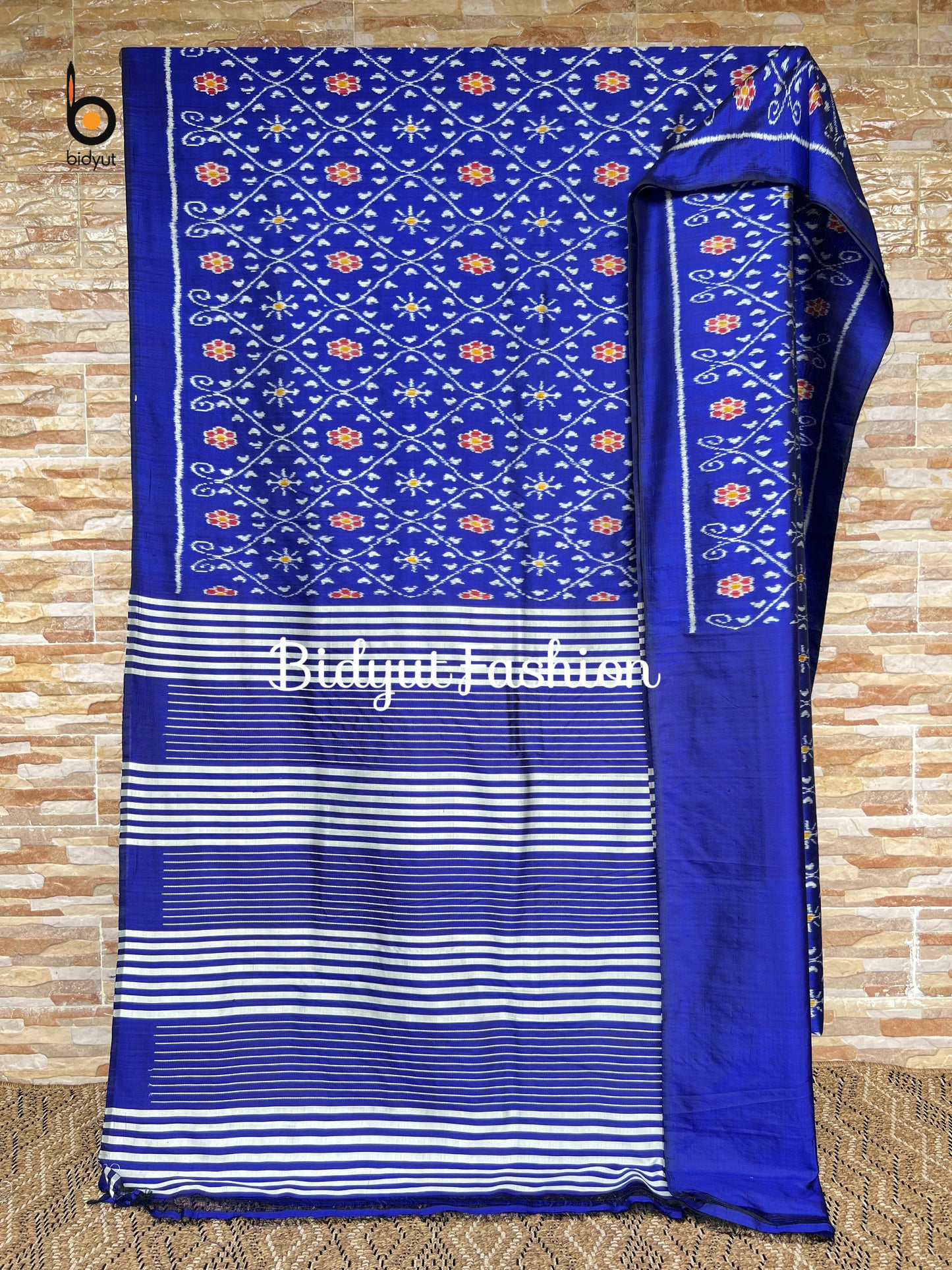 Handlooms of Odisha Nuapatna Ikat Silk Saree blue color