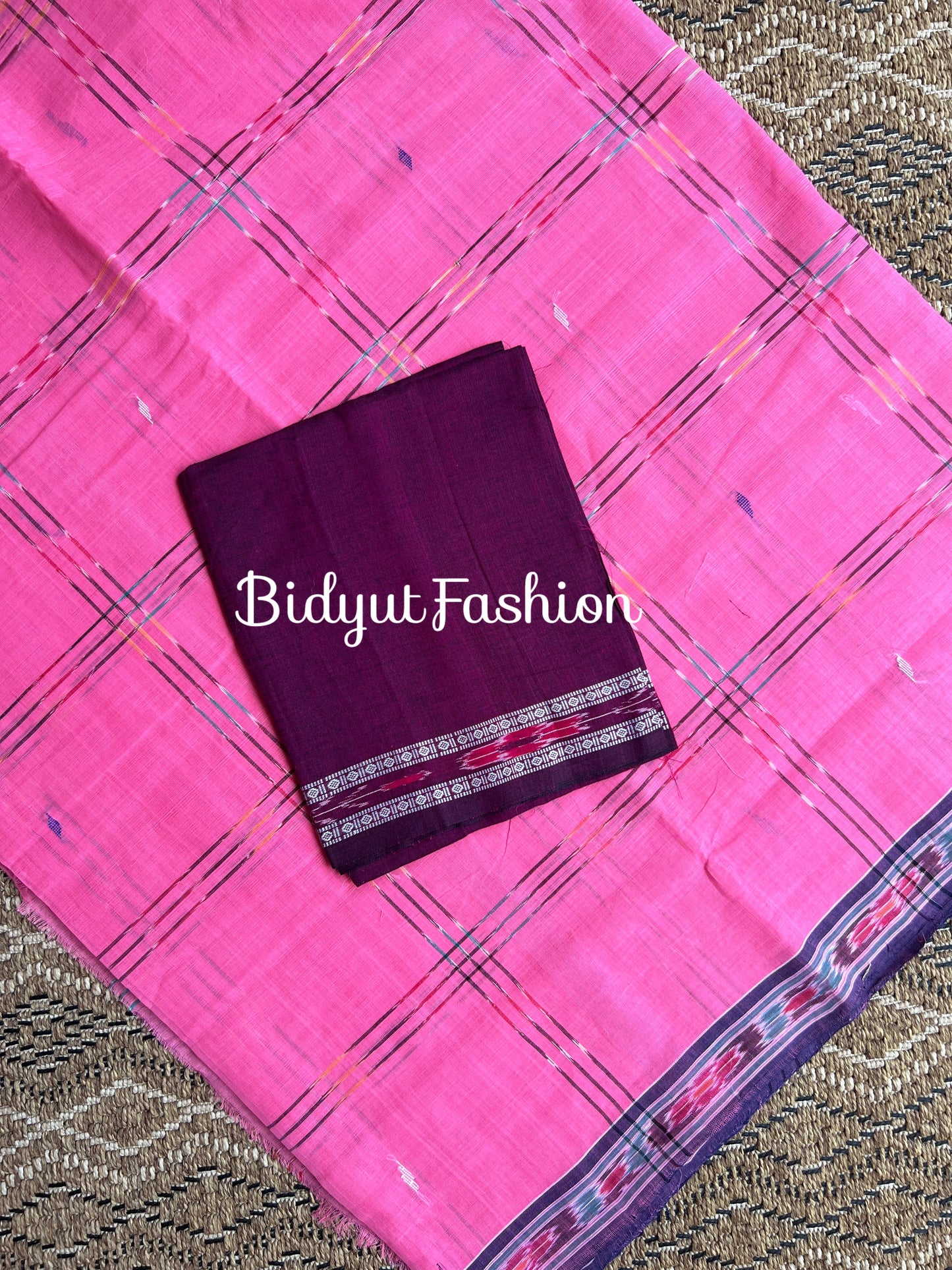 Handlooms of Odisha Jagatsinghpur Suta Ikat Cotton Saree Pink Color