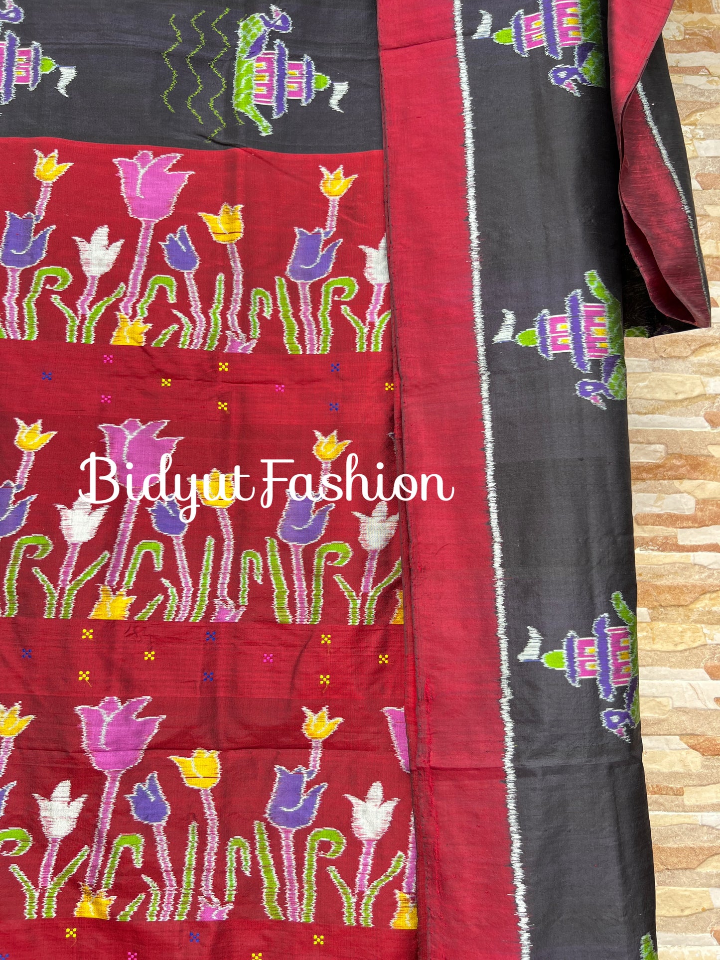 Handlooms of Odisha Nuapatna Ikat Silk Balijatra Special motif Saree Black color