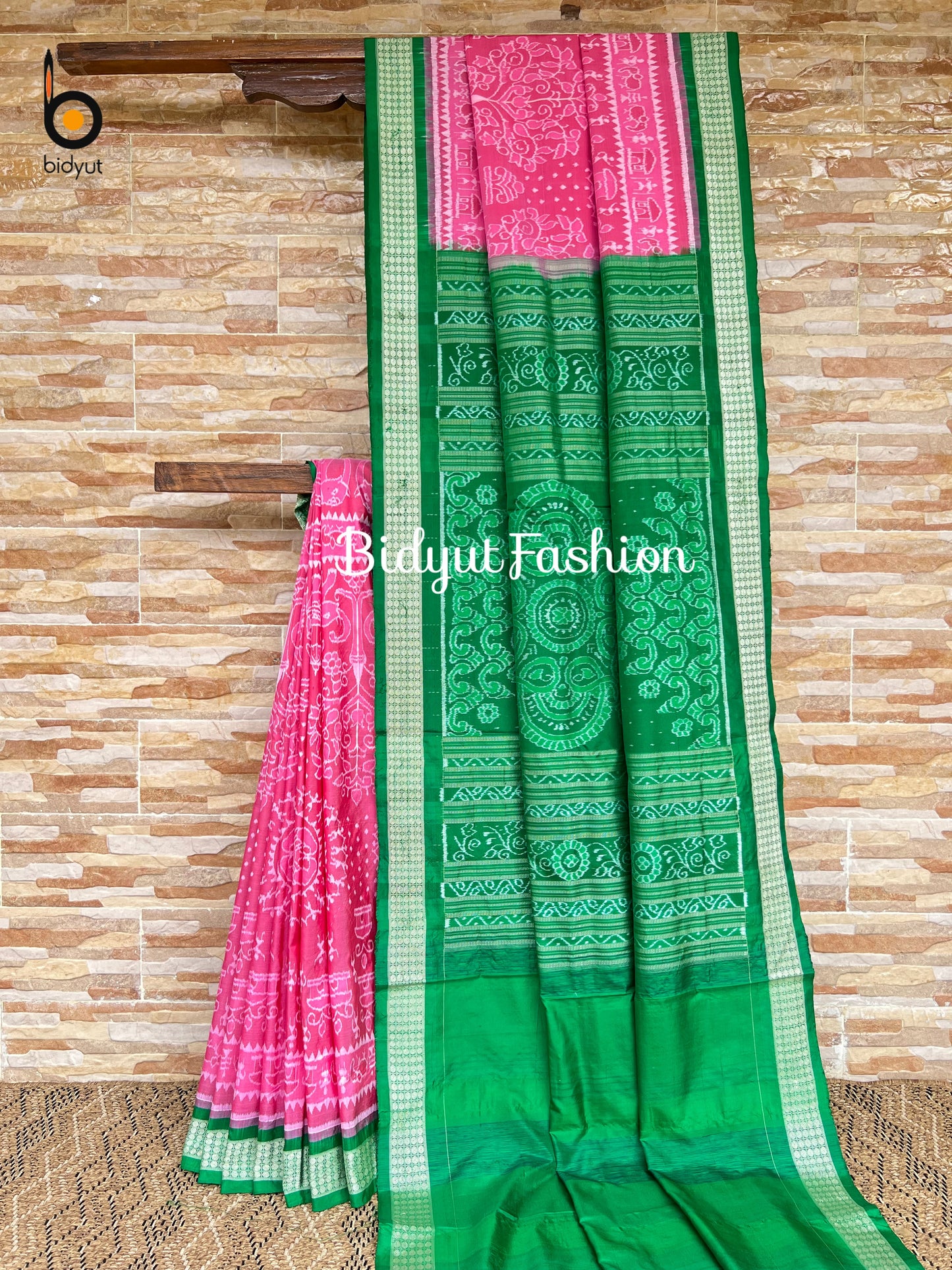 Handlooms of Odisha Sambalpuri Ikat Silk Saree Pink color