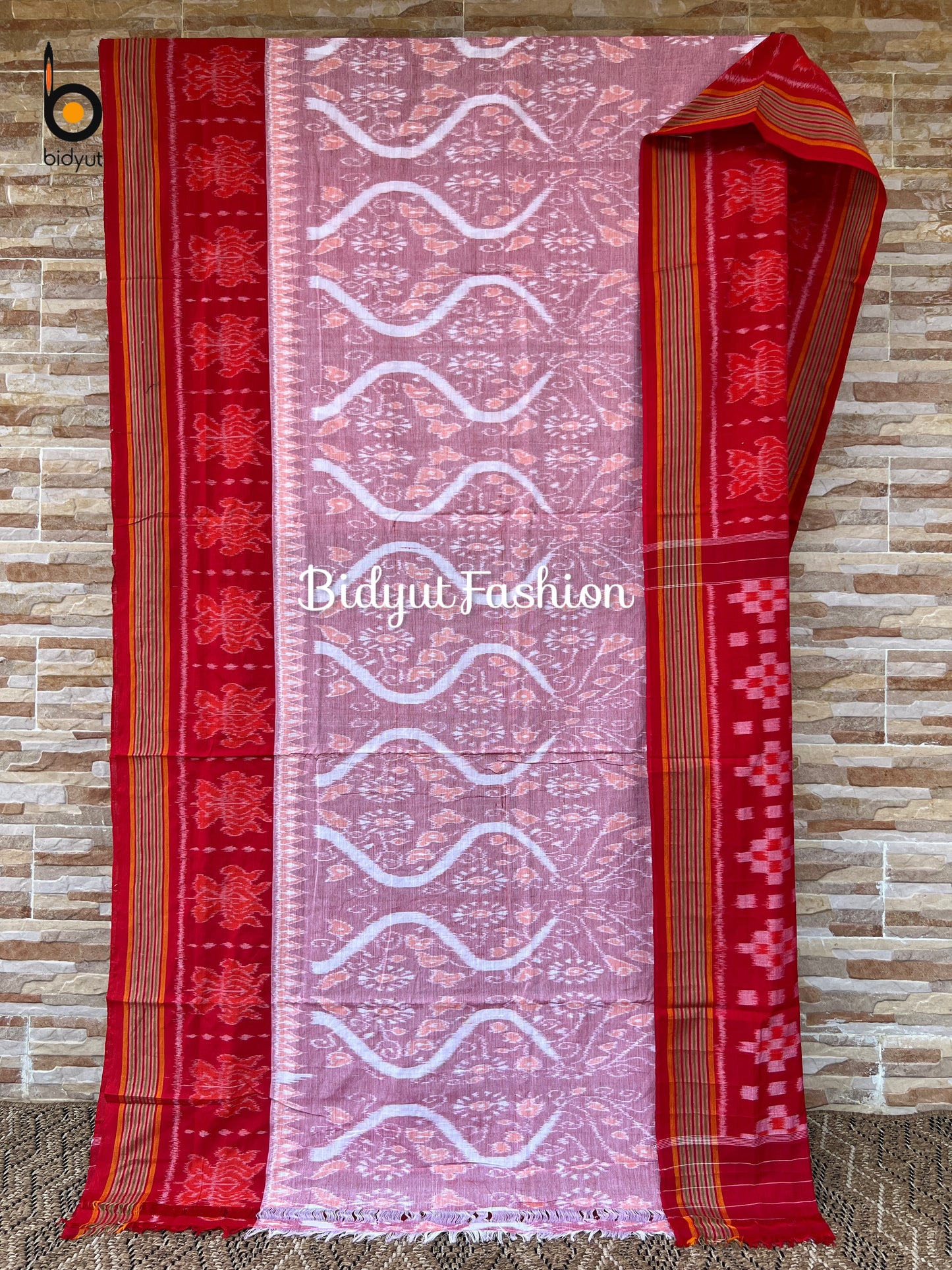Handlooms of Odisha Nuapatna Maniabandha Ikat Cotton Saree Pink Color