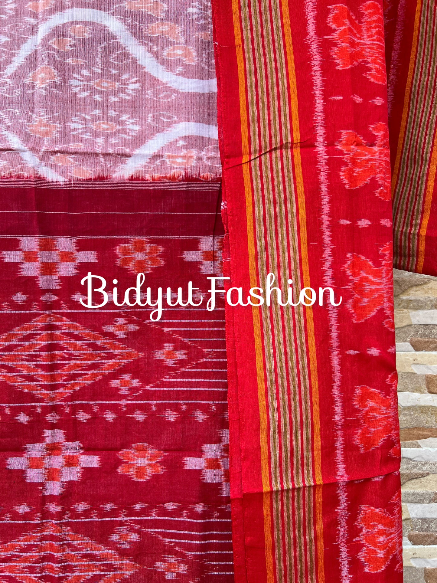 Handlooms of Odisha Nuapatna Maniabandha Ikat Cotton Saree Pink Color