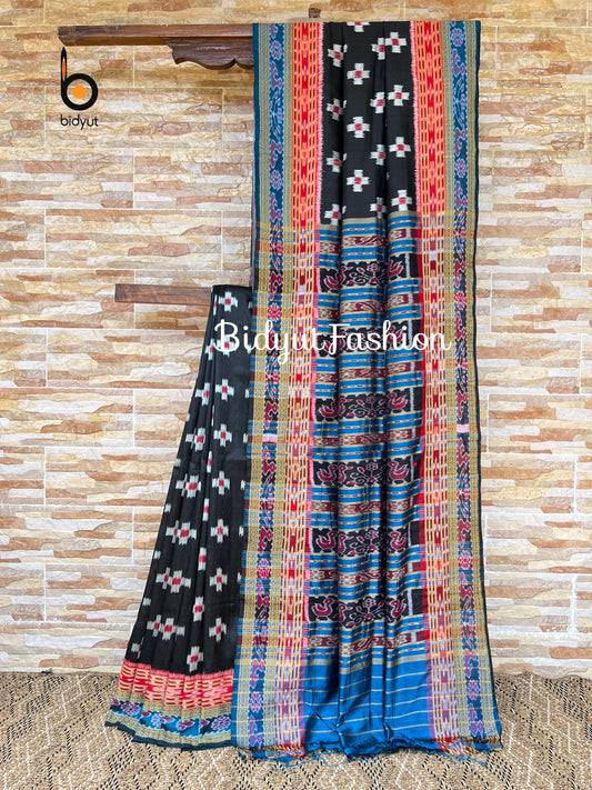 Handlooms of Odisha Nuapatna Ikat Silk Saree Black Color