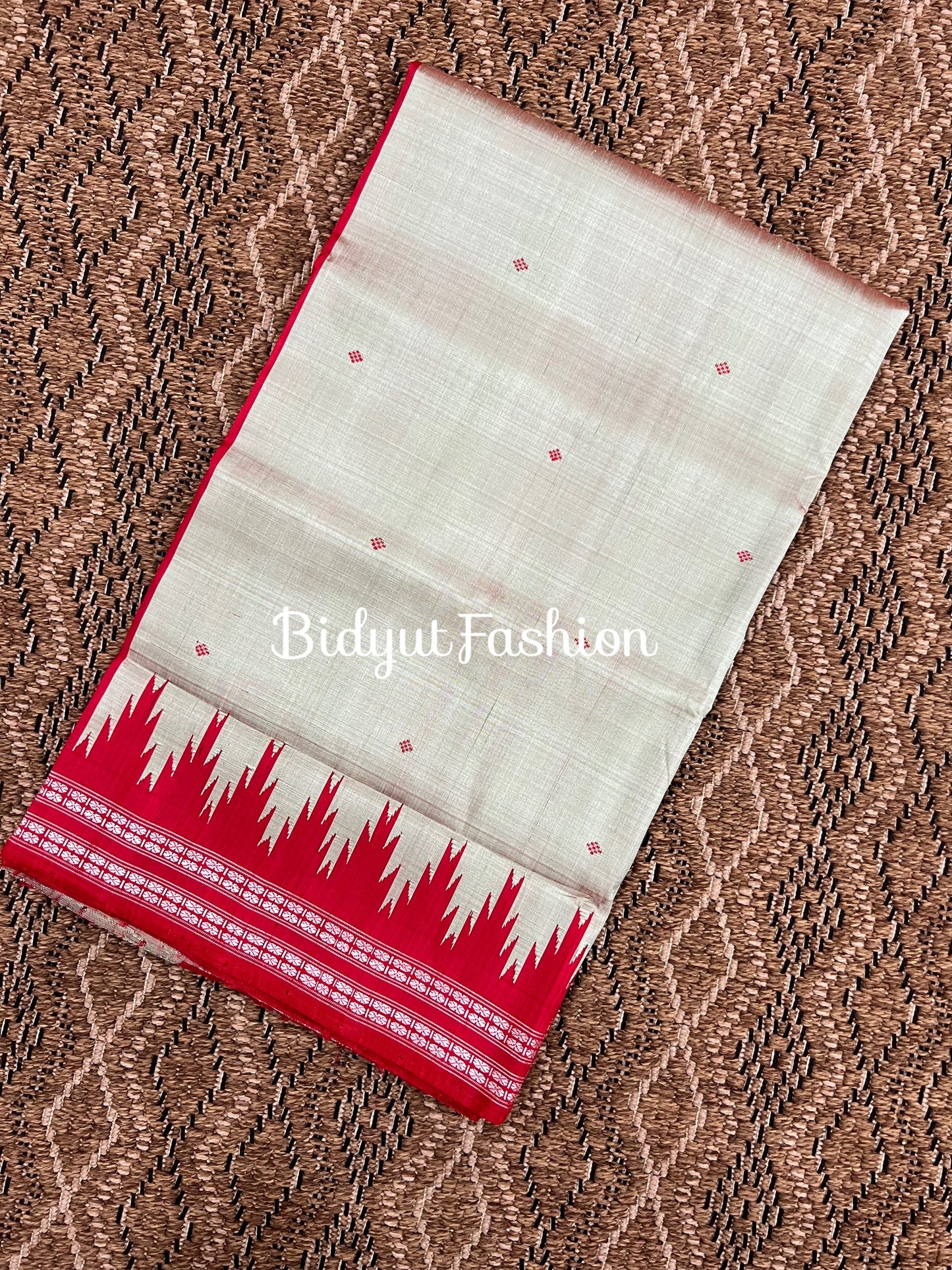 Handlooms of Odisha Berhampuri Double Palla Ganga Jamuna border Silk Saree white color