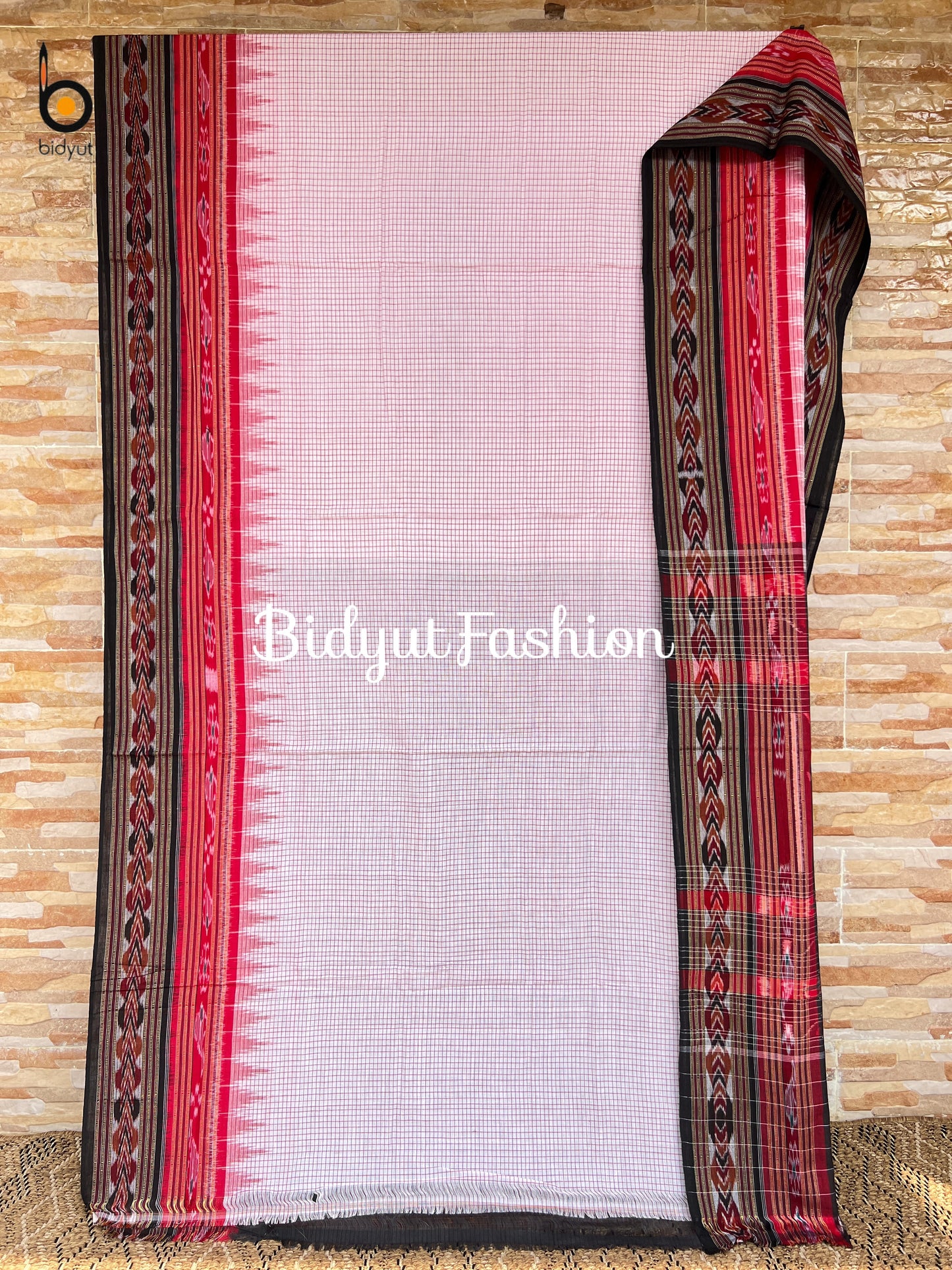 Handlooms of Odisha Sachipar Sambalpuri Ikat Cotton Sarees White color