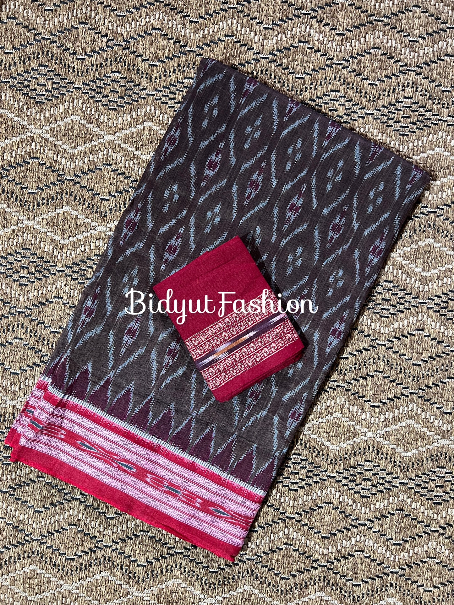 Handlooms of Odisha Maniabandha Nuapatna Ikat Cotton Saree Grey Color