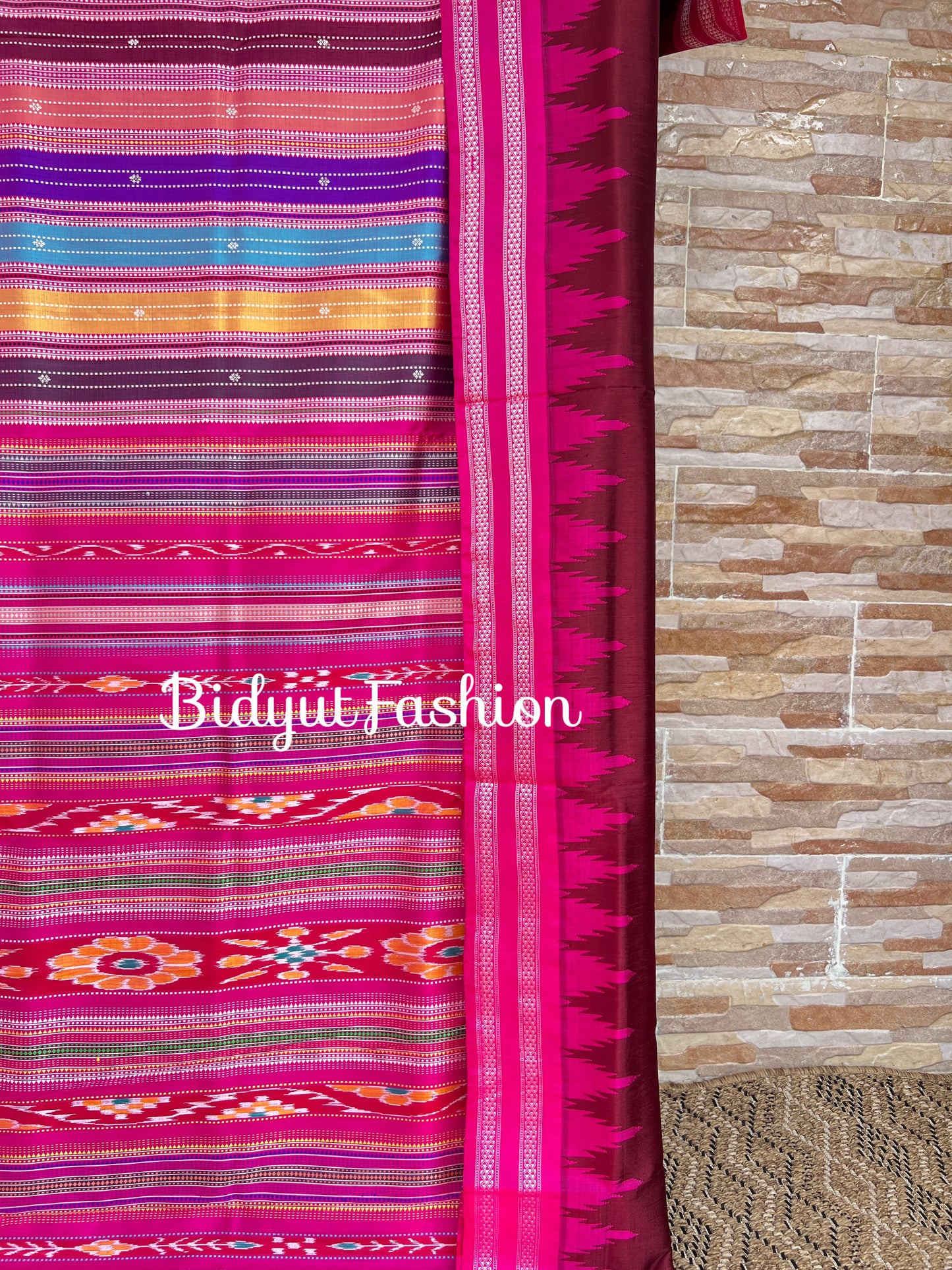 Maroon color Berhampuri Double Palla Silk Saree |Odisha handloom Silk