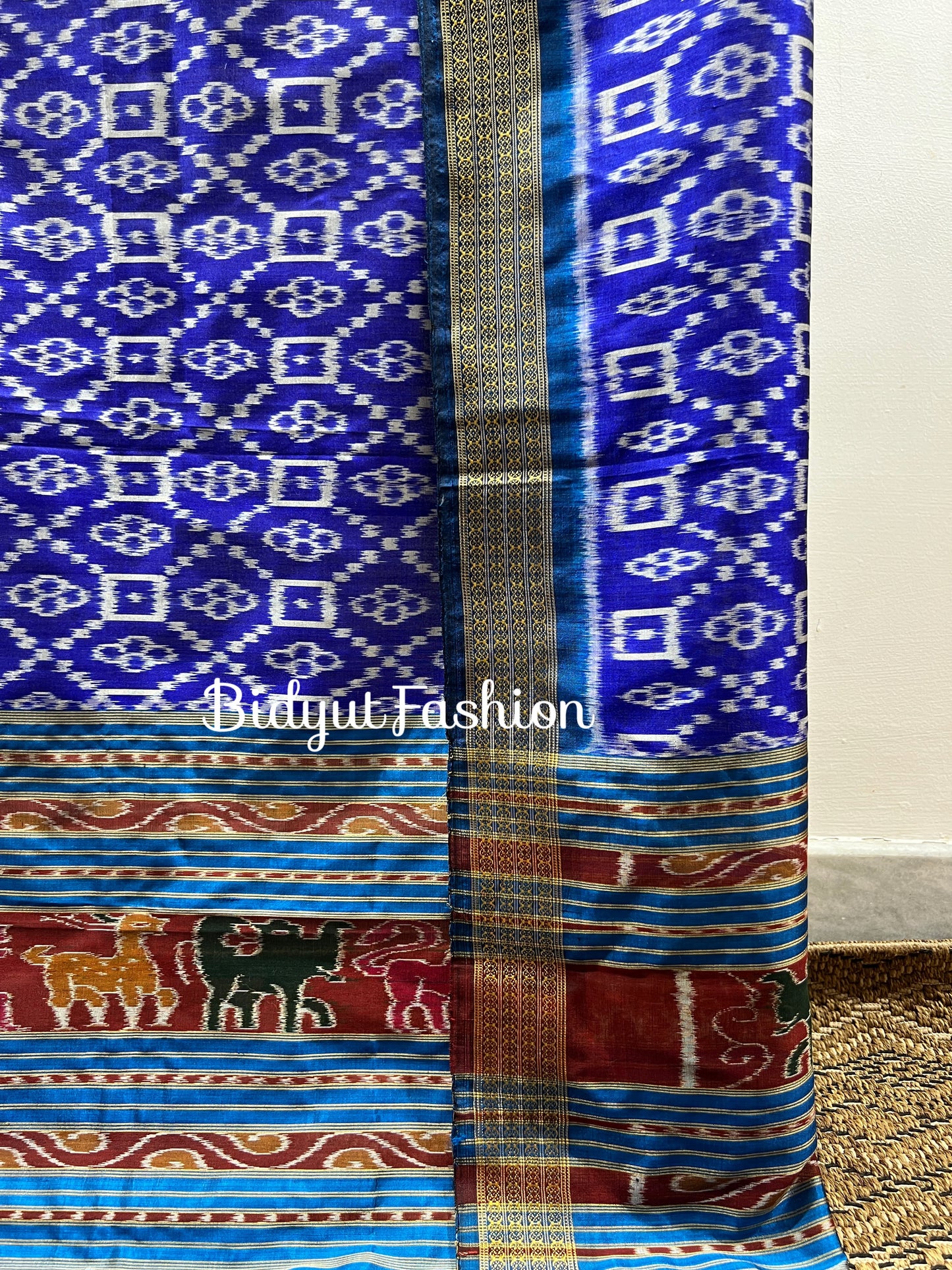 Handlooms of Odisha Ikat Silk Dupatta Blue color