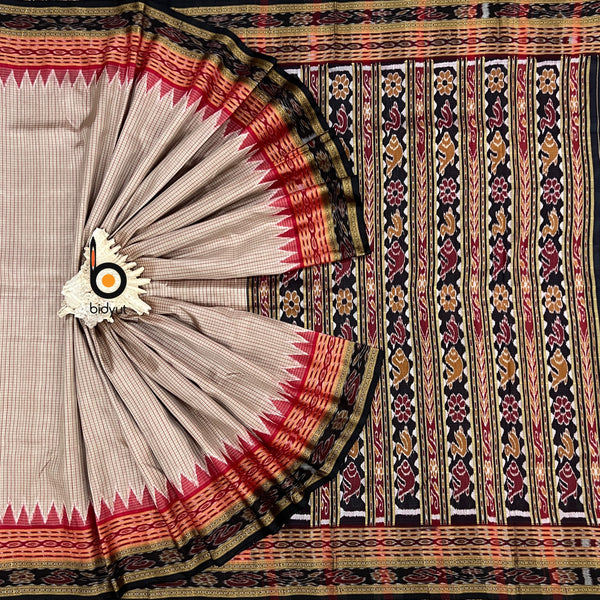 Odisha handloom Sachipar Ikat Silk Saree beige color
