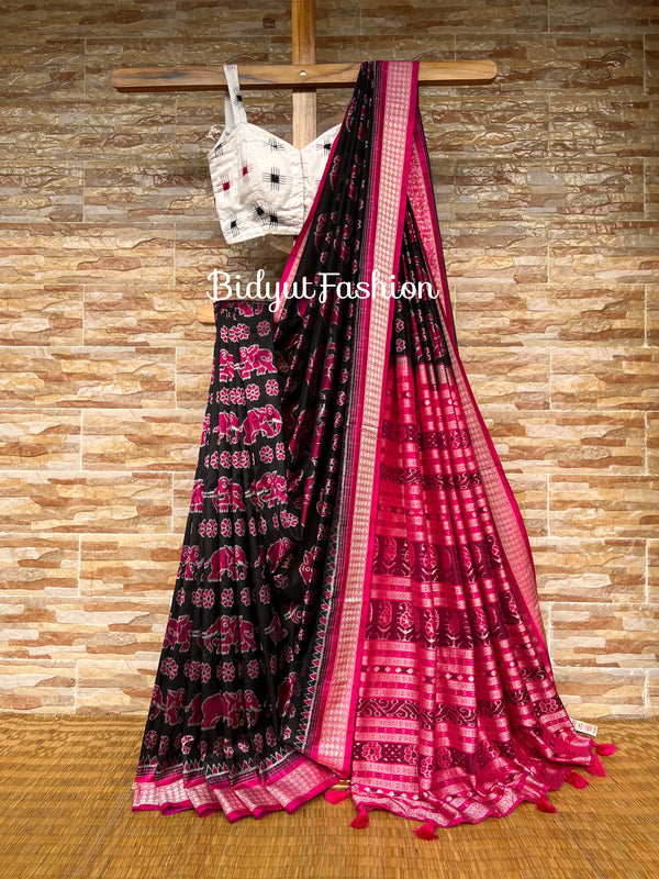 Traditional Odisha Handloom Sambalpuri silk Saree | Black color