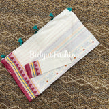 Odisha Handloom Dongria white color Cotton Saree