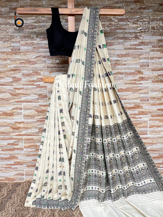 Handlooms of Assam Cotton Saree Beige color
