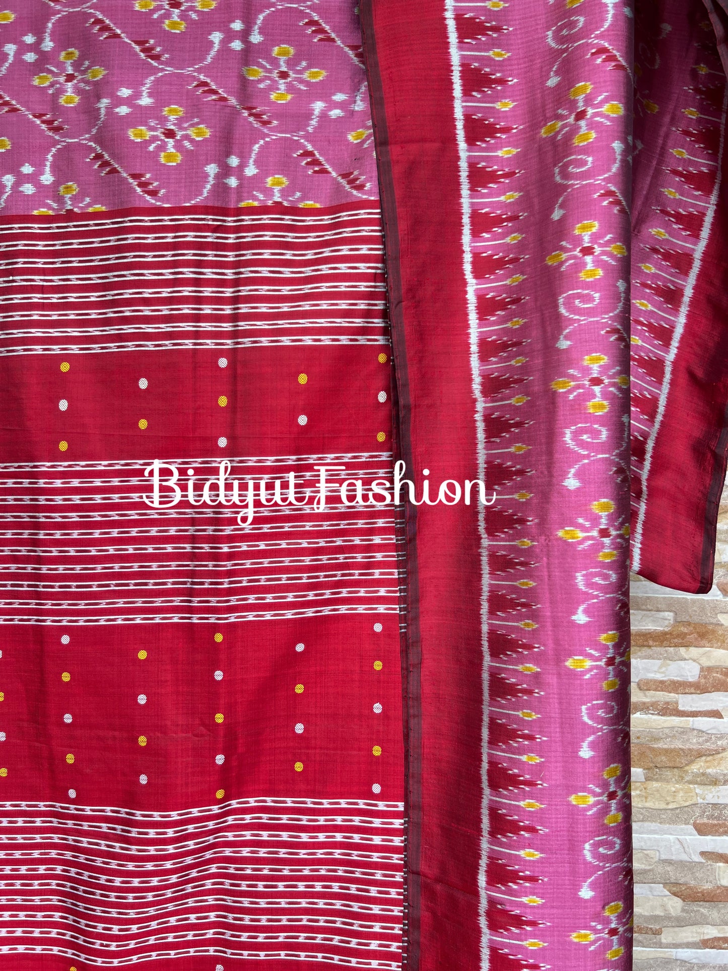 Handlooms of Odisha Nuapatna Ikat Silk Saree Rose gold color