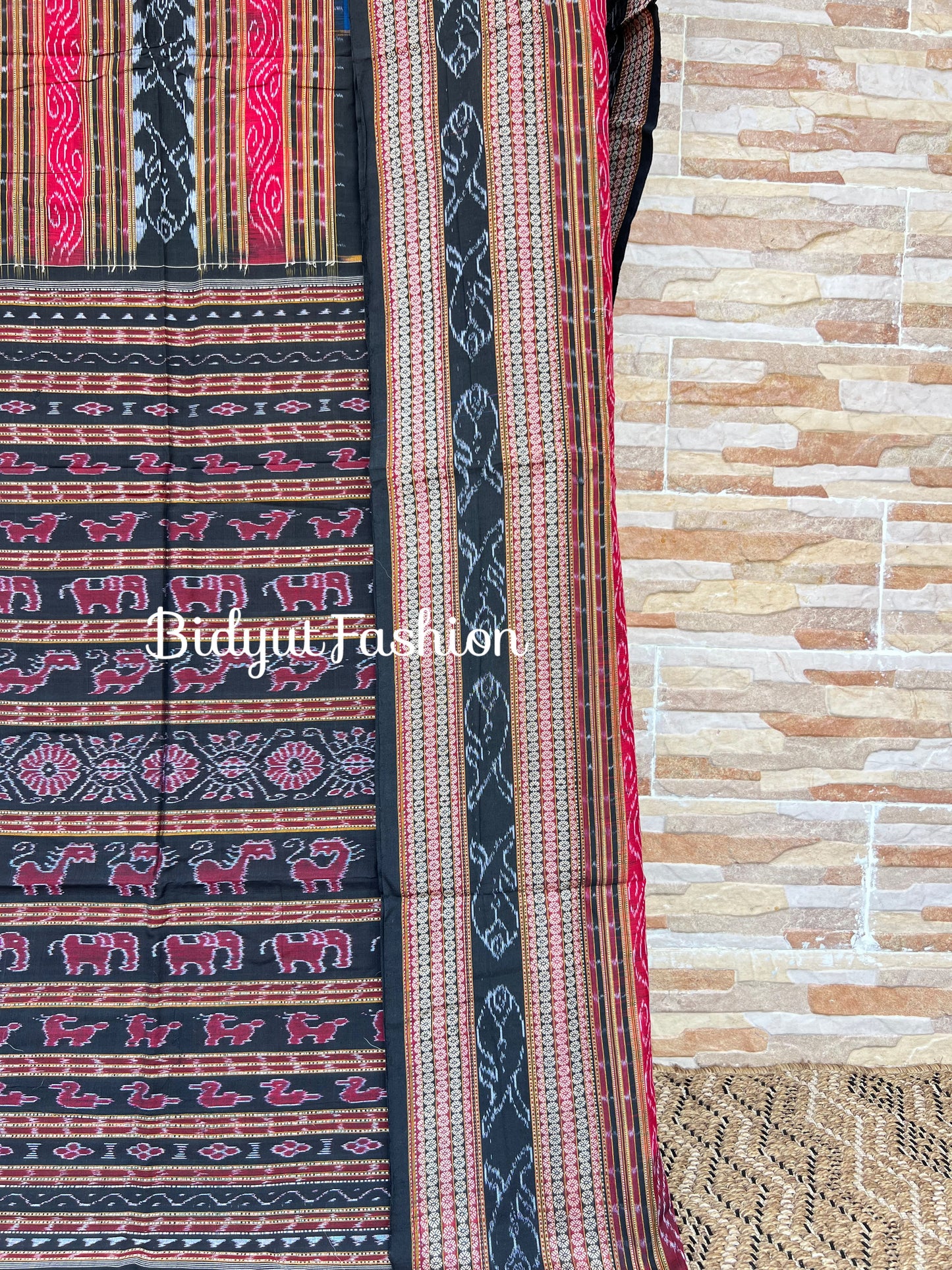 Handlooms of Odisha Sambalpuri Double Ikat Bichitrapuri Cotton Saree Blue color