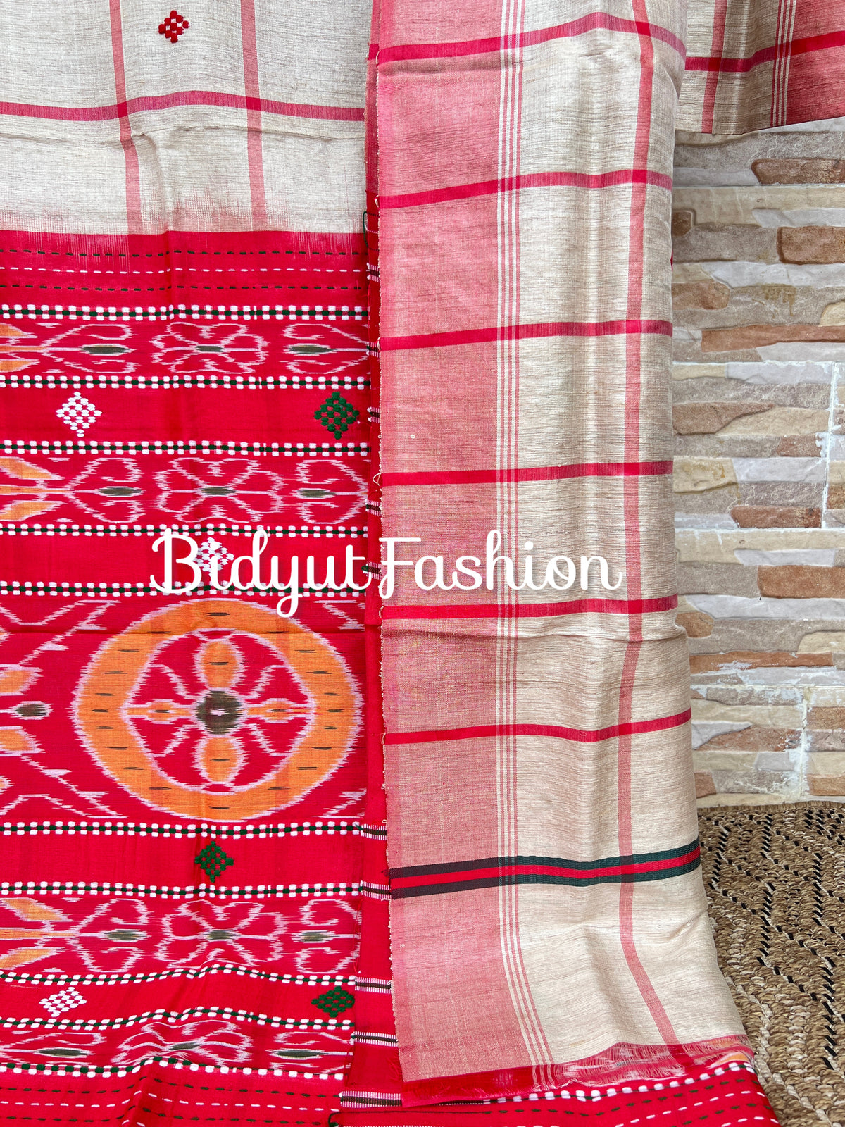 Handlooms of Odisha Santhal Tribal Tussar Silk Sarees Beige Color