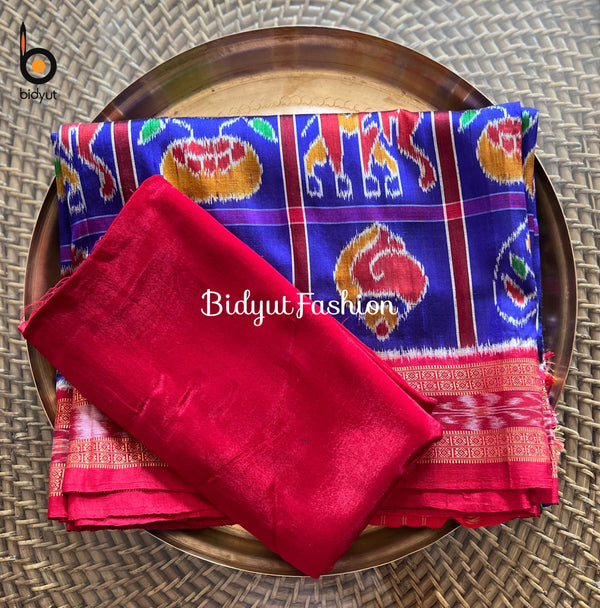 Blue Color Nabakothi | Nuapatna Ikat Khandua Sarees | Odisha Handloom Collection at Bidyut Fashion House