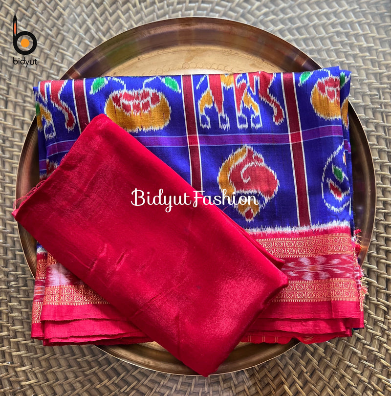 Blue Color Nabakothi | Nuapatna Ikat Khandua Sarees | Odisha Handloom Collection at Bidyut Fashion House - Bidyut Fashion