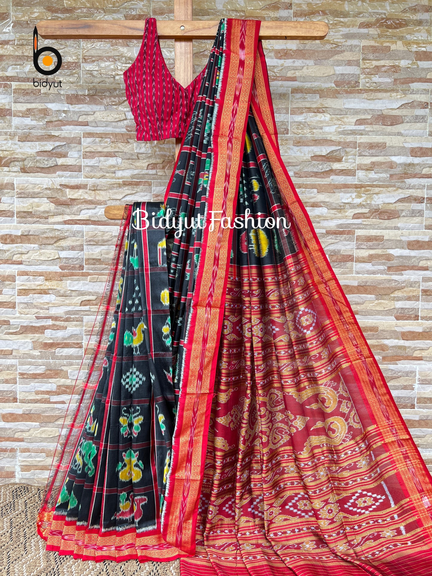 Bold Black  Nabakothi | Nuapatna Ikat Khandua Sarees | Odisha Handloom Collection at Bidyut Fashion House