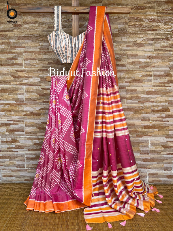 Odisha handloom Taraballi Nuapatna | Khandua Ikat Silk Saree - Bidyut Fashion