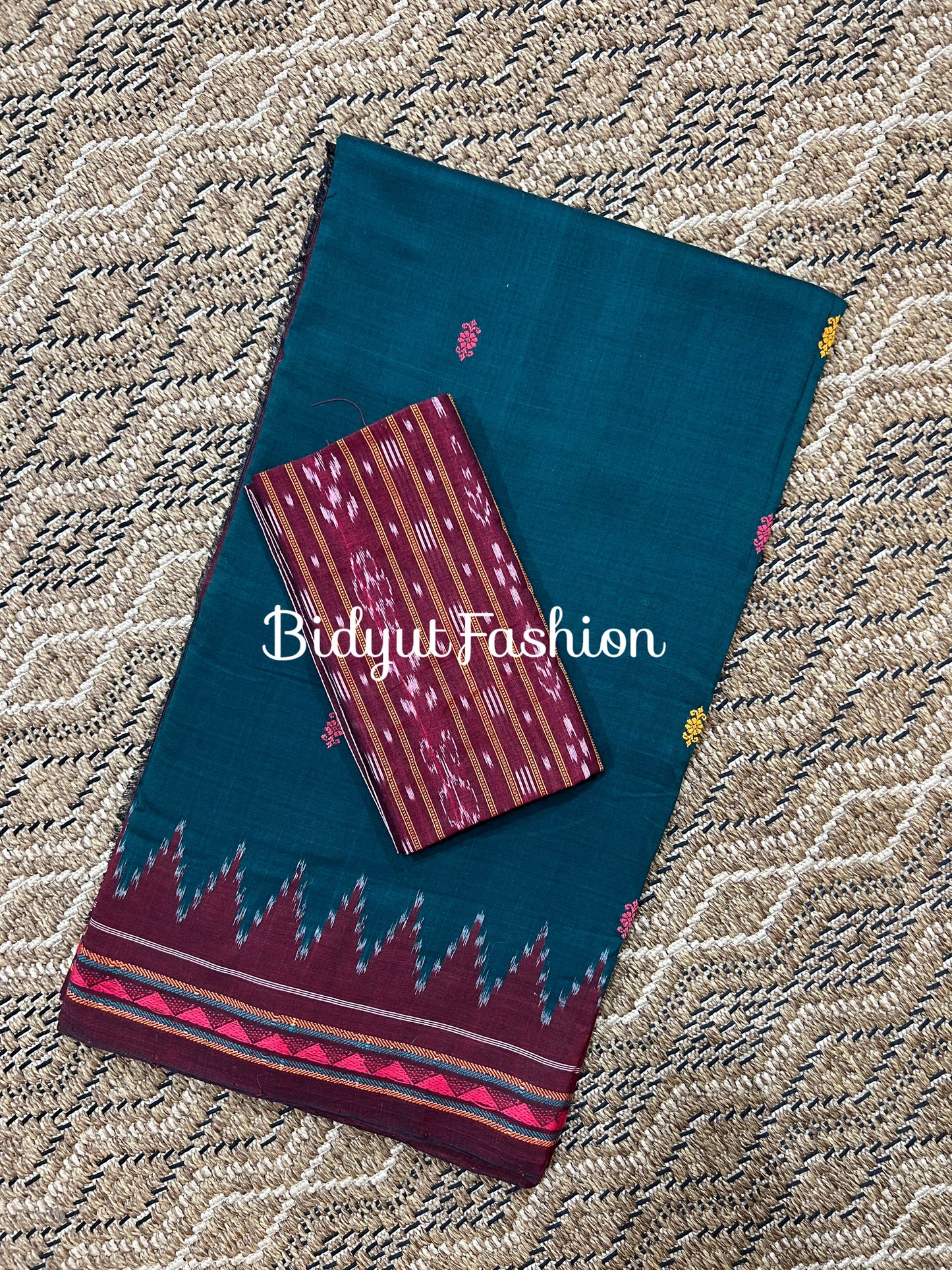 Handlooms of Odisha Dongria Design Cotton Saree - Green color saree