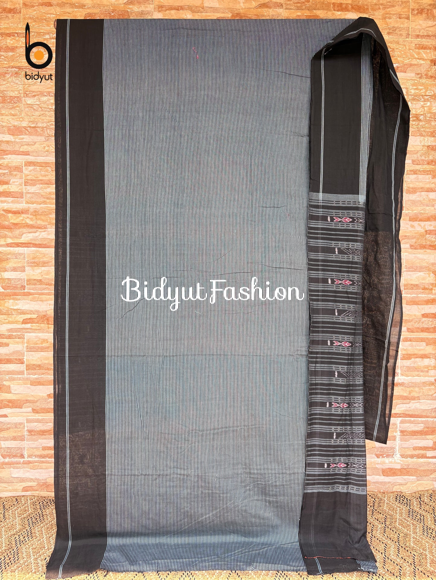 Handlooms of Odisha Sambalpuri Ikat Cotton Saree Grey Color