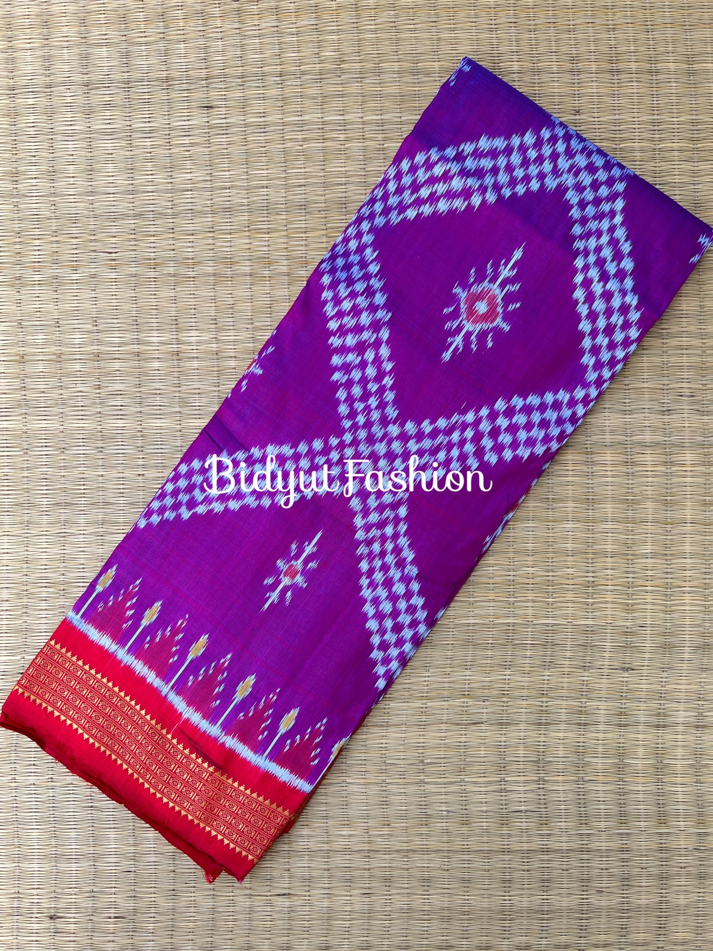 Handlooms of Odisha Nuapatna Khandua Taraballi Ikat Silk Saree Magenta color